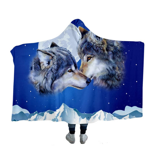 Hooded Blanket Moon Sherpa Fleece Night Sky Wearable
