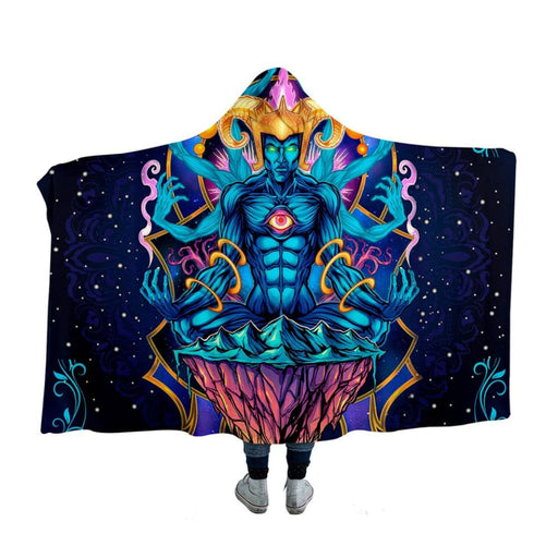 Hooded Blanket Psychedelic Microfiber Sherpa Wearable
