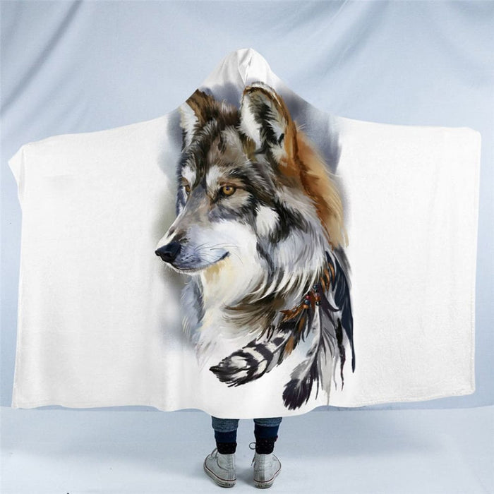 Hooded Blanket Tribal Animal Dreamcatcher Sherpa Wearable