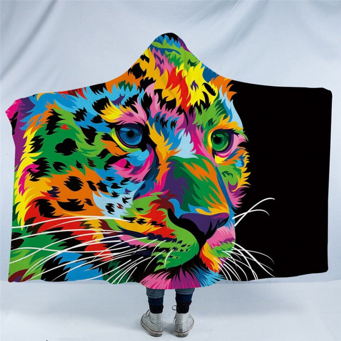 Hooded Microfiber Wearable Blanket Colorful Animal