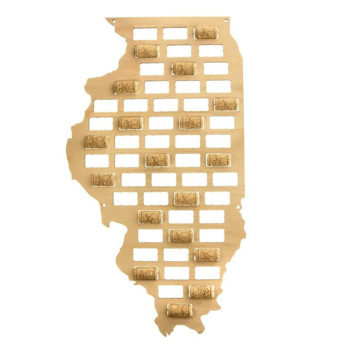 Illinois State Of Usa Wine Cork Map Sign Wooden Cutout Wall