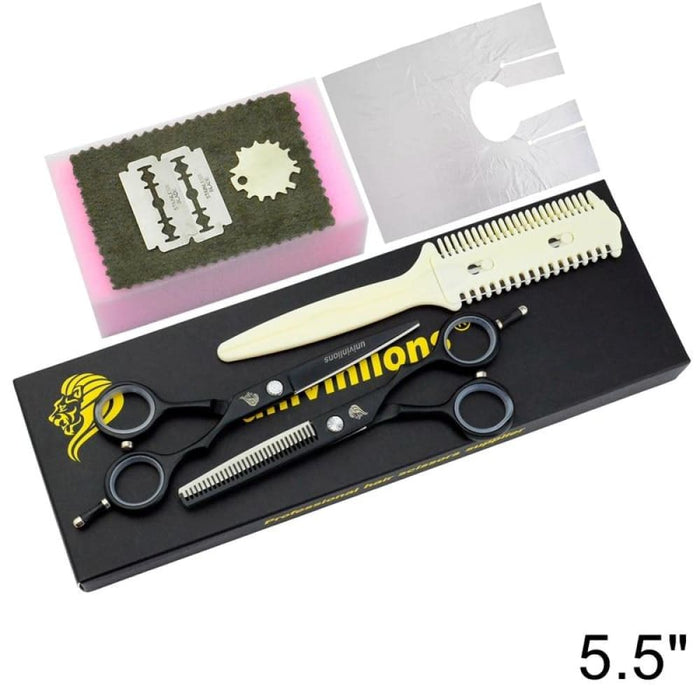 Japanese Hairdressing Matt Black Scissors With Case Box 5.5