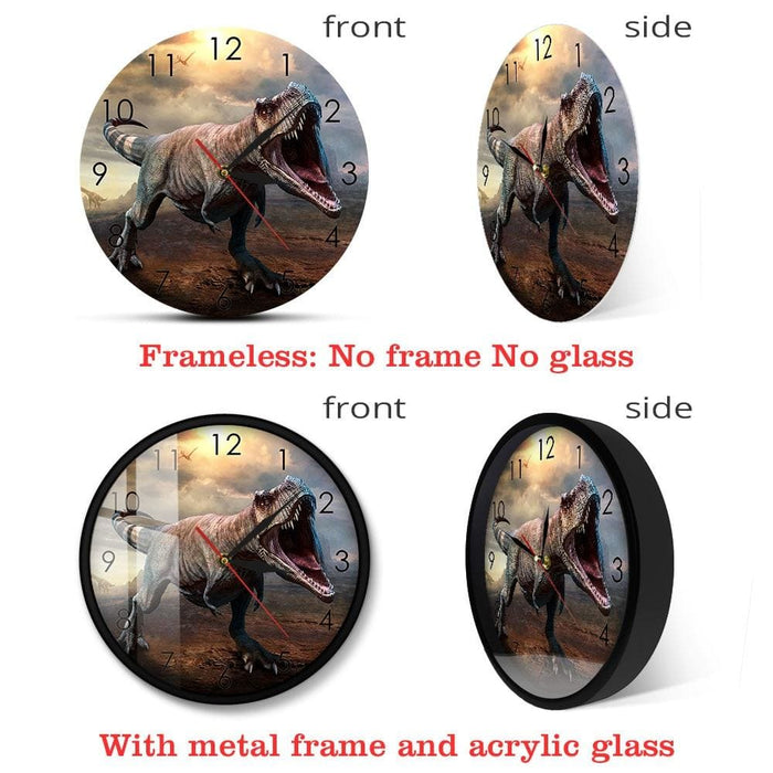 Jurassic King T-rex Tyrannosaurus Wall Clock Roaring Scene