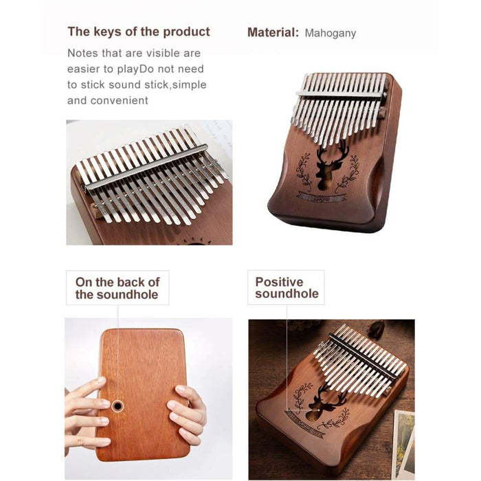 Kalimba 17 Key Mahogany Acacia Thumb Piano Portable Africa