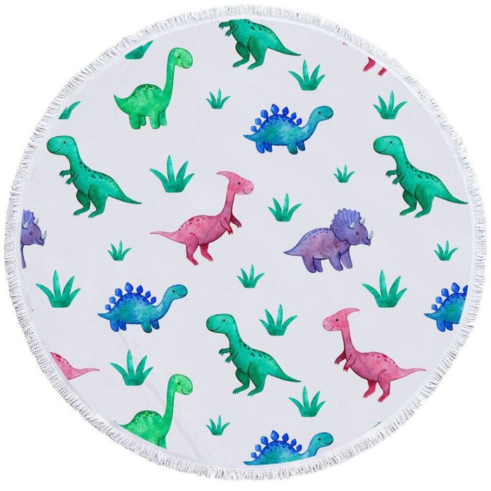 Kids Cartoon Print Round Beach Towel