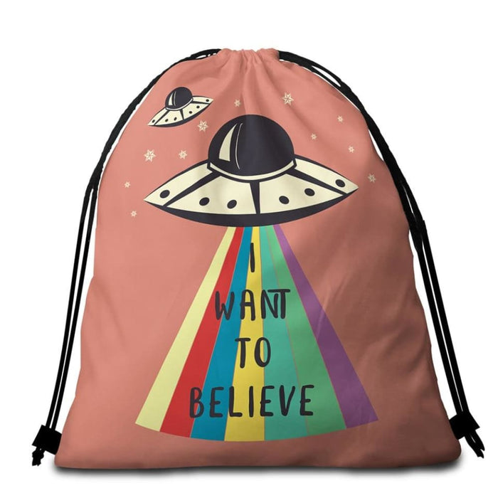 Kids’s Spaceship Print Round Beach Towel