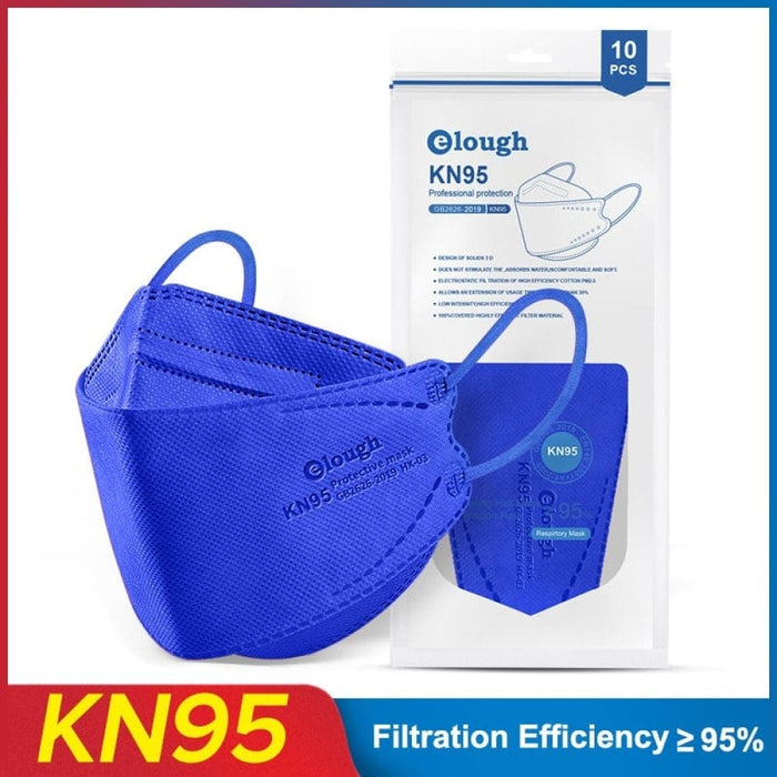 Kn95 Filtering 4 Layers Face Mask 10 Pack Blue