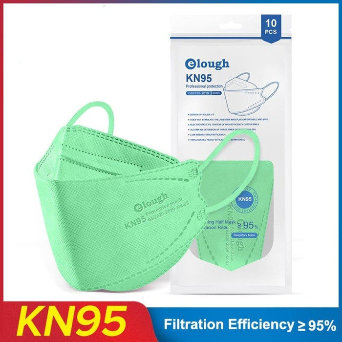 Kn95 Filtering 4 Layers Face Mask 10 Pack Green