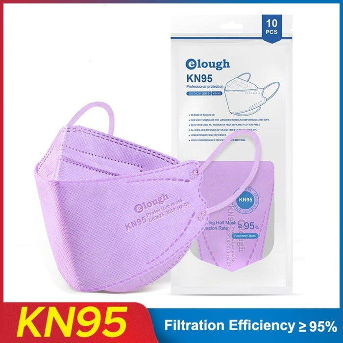 Kn95 Filtering 4 Layers Face Mask 10 Pack Purple