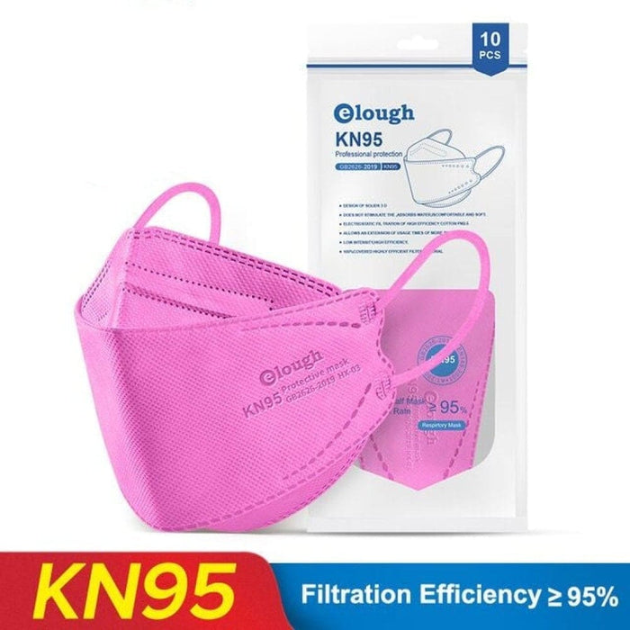 Kn95 Filtering 4 Layers Face Mask 10 Pack Rose Red