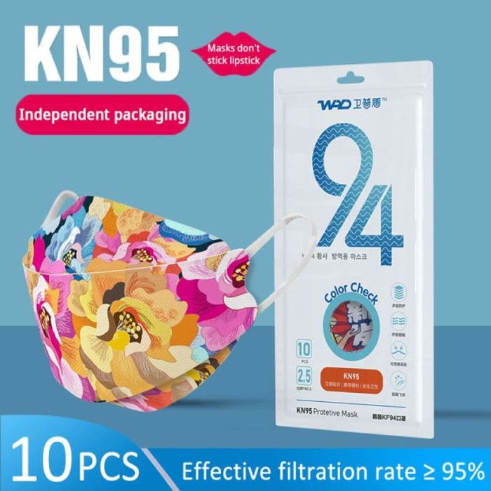 Kn95 Filtering 4 Layers Ladies Printed Mask 10 Pack Big 