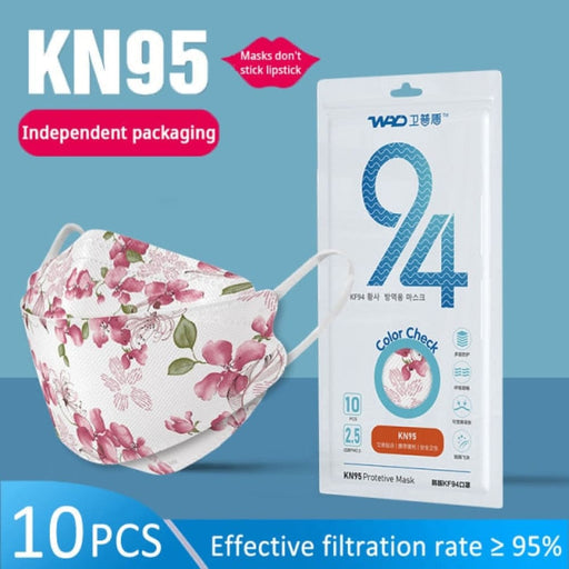 Kn95 Filtering 4 Layers Ladies Printed Mask 10 Pack Pink W/ 