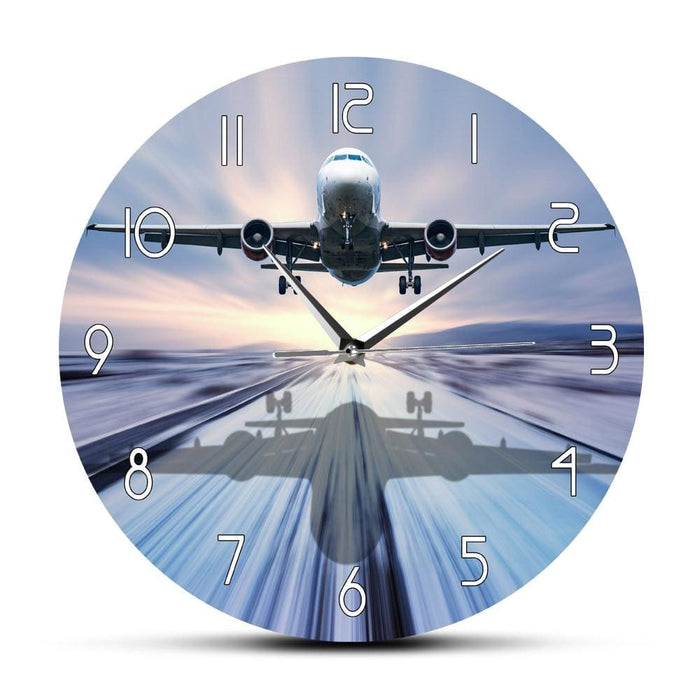 Landing Of The Passenger Plane Modern Wall Clock Aviation