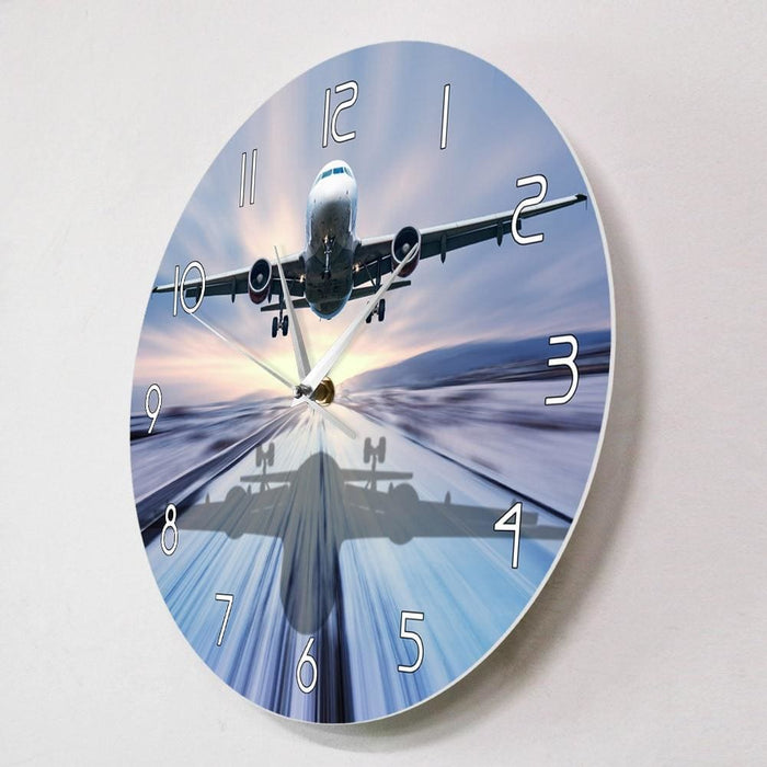 Landing Of The Passenger Plane Modern Wall Clock Aviation