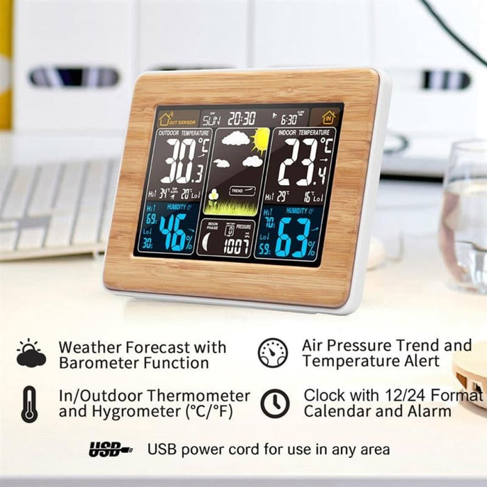 Lcd Display Weather Station Alarm Clock- Usb Powered