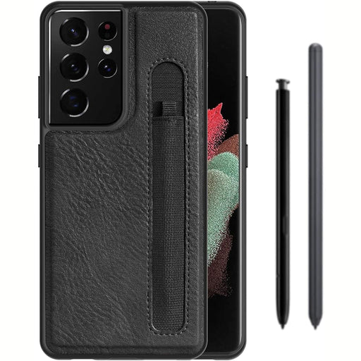 Leather Back Cover With s Pen Pocket Holder For Samsung