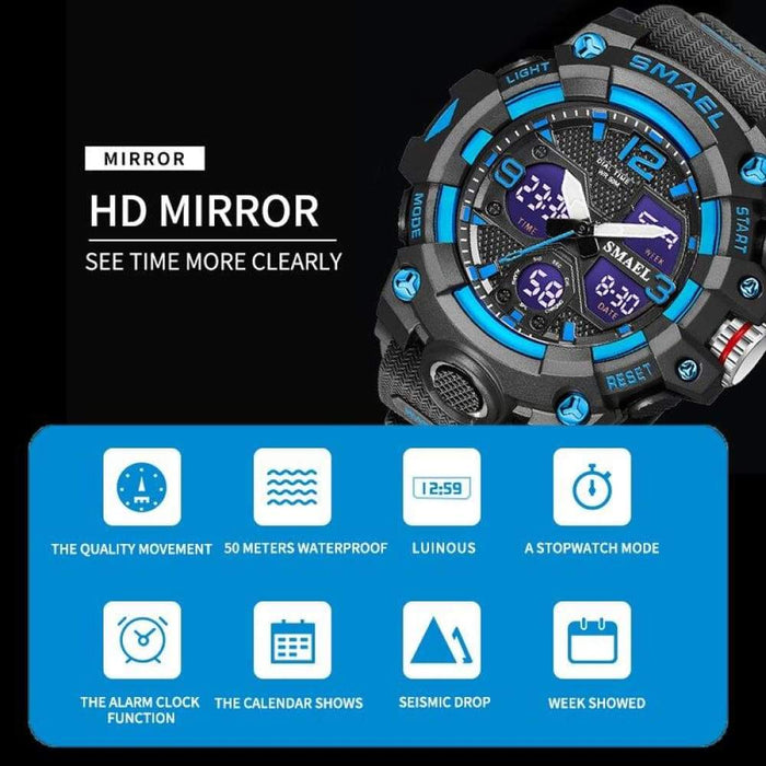 Led Digital Men’s Watch With Dual Time Display