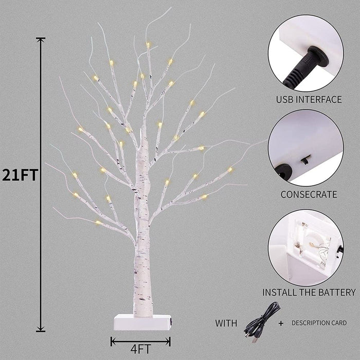 Vibe Geeks Led Illuminated Birch Tree For Home And Holiday