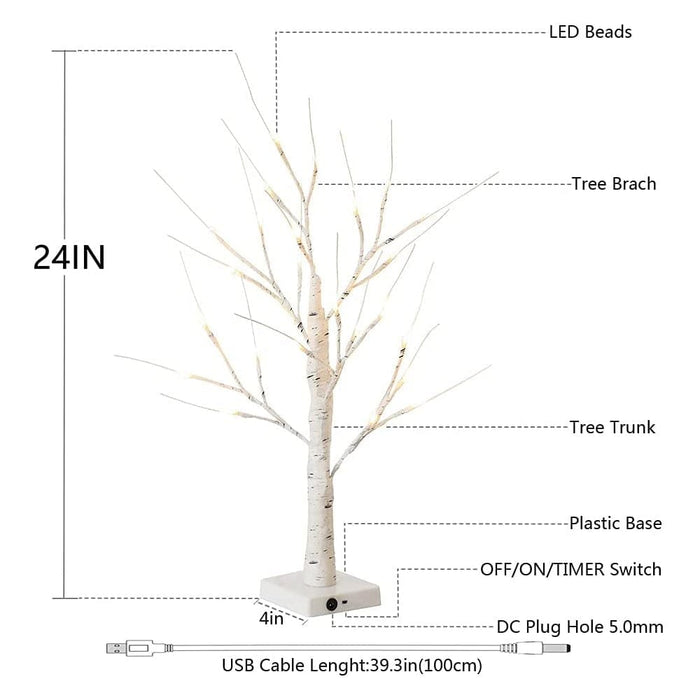 Led Illuminated Birch Tree For Home And Holiday Decoration-