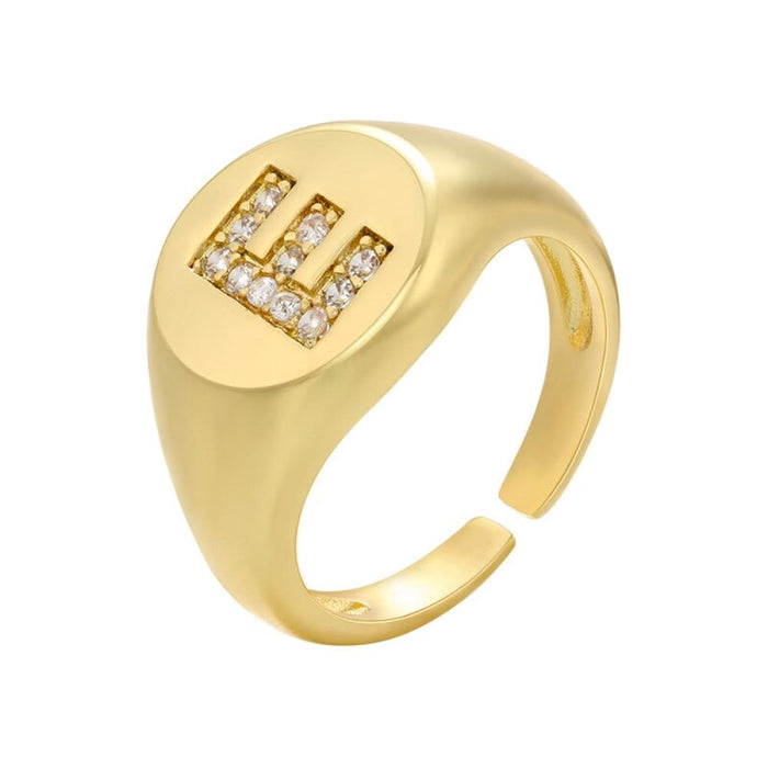 A-z Letter Gold Colour Metal Finger Rings Adjustable Opening