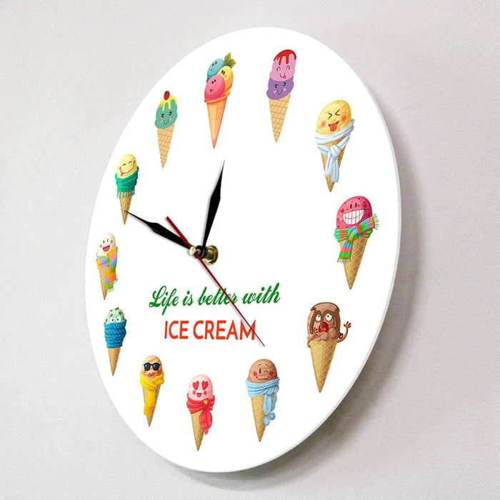 Life Is Better With Ice Cream Cartoon Printed Dessert Wall