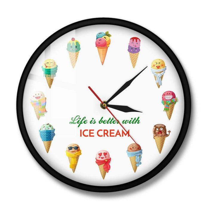 Life Is Better With Ice Cream Cartoon Printed Dessert Wall