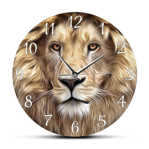 Lion Face Modern Print Wall Clock Frameless Silent Non