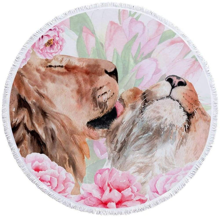 Lion King Print Round Beach Towel