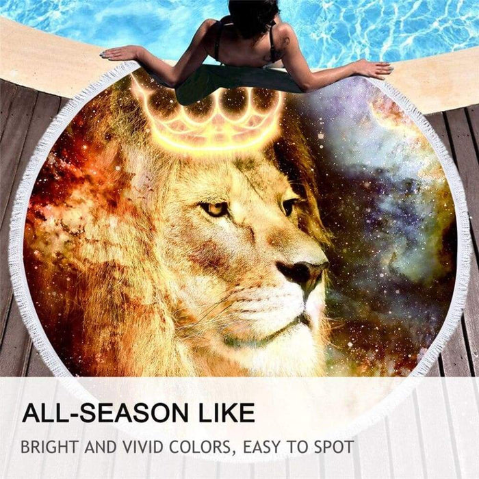 Lion King Print Round Beach Towel