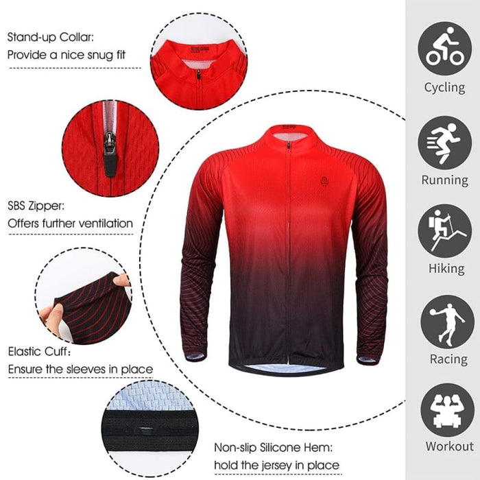 Long Sleeve Comfortable Full Zipper Cycling Tshirt