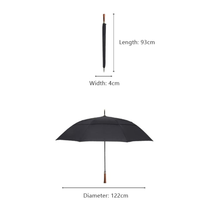 Long Wooden Handle Double Layer Umbrella