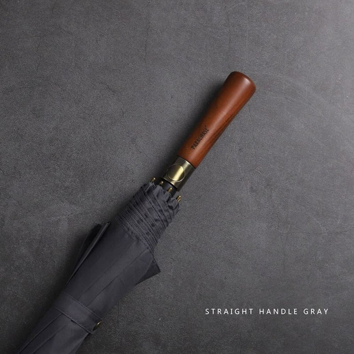 Long Wooden Handle Double Layer Umbrella