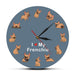 I Love My Frenchie Puppy Dog Printed Wall Clock Breed French
