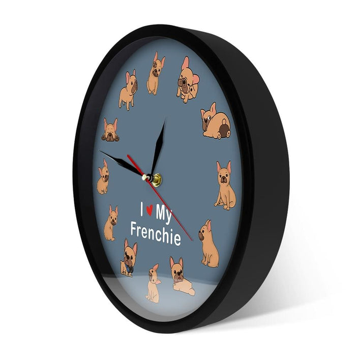 I Love My Frenchie Puppy Dog Printed Wall Clock Breed French