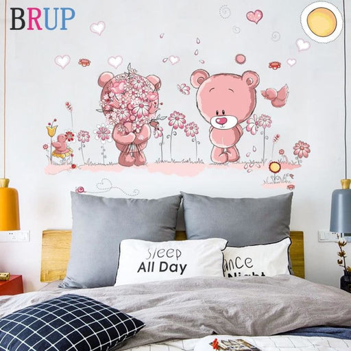 Lovely Pink Bear Wall Stickers Love Home Decor For Kids Room