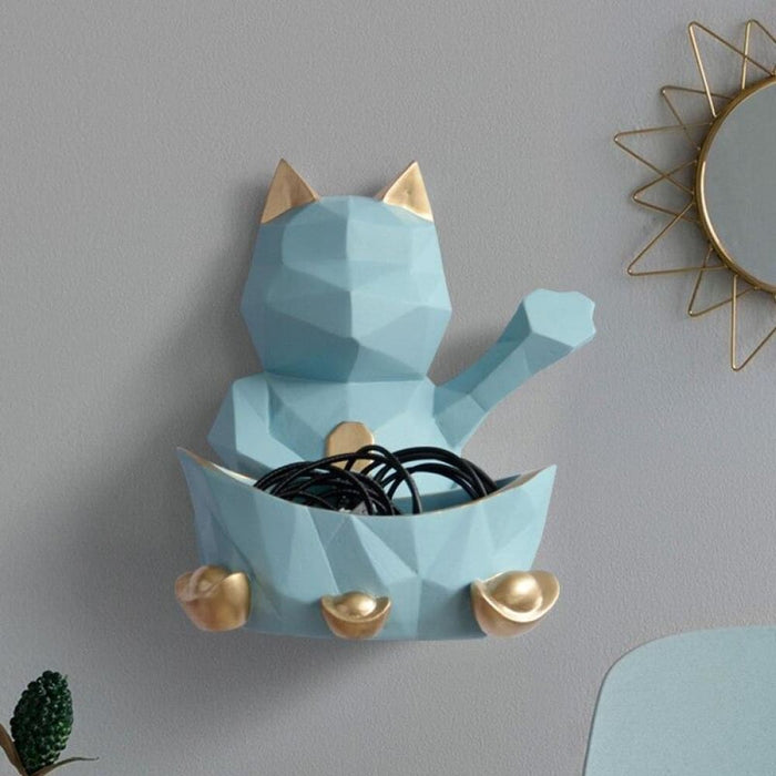 Lucky Cat Figurine Statue Wall Storage Box