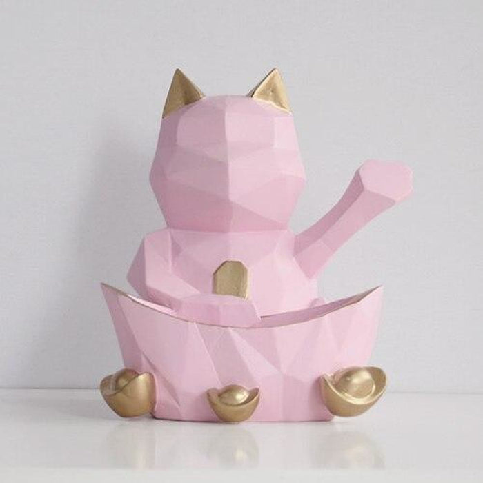 Lucky Cat Figurine Statue Wall Storage Box