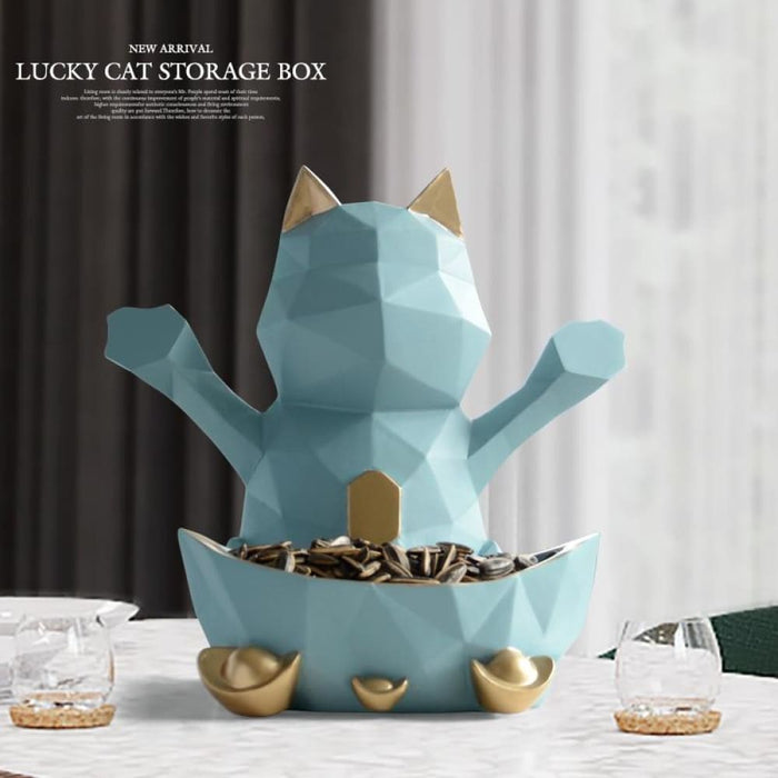 Lucky Cat Figurine Statue Wall Storage Box