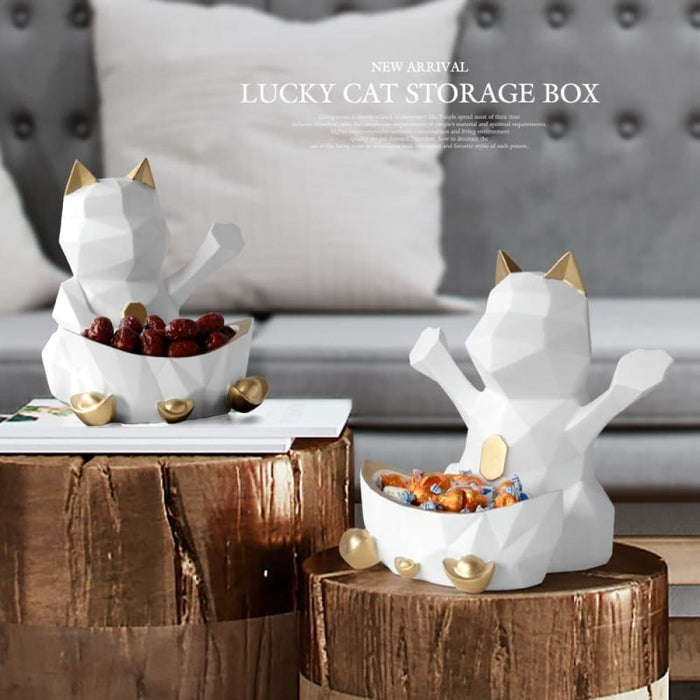 Lucky Cat Figurine Statue Wall Storage Box