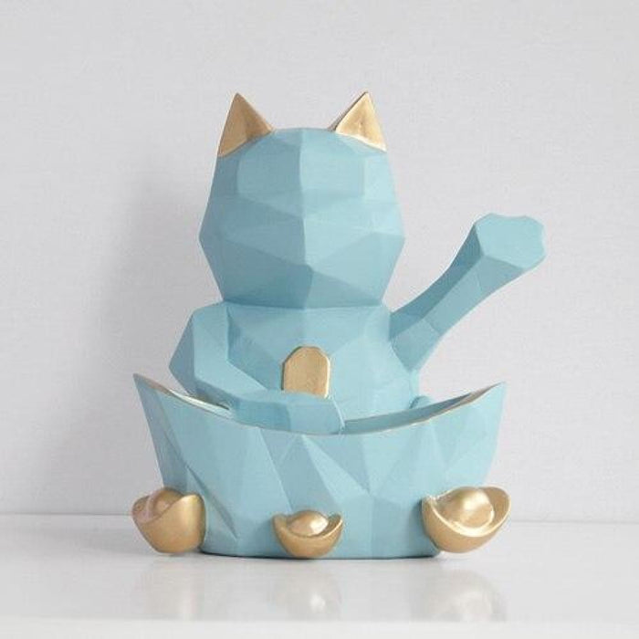 Lucky Cat Figurine Statue Wall Storage Box