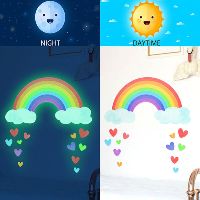 Luminous Colorful Rainbow Heart Shape Wall Stickers Glow In