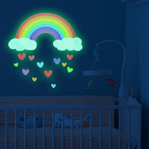 Luminous Colorful Rainbow Heart Shape Wall Stickers Glow In