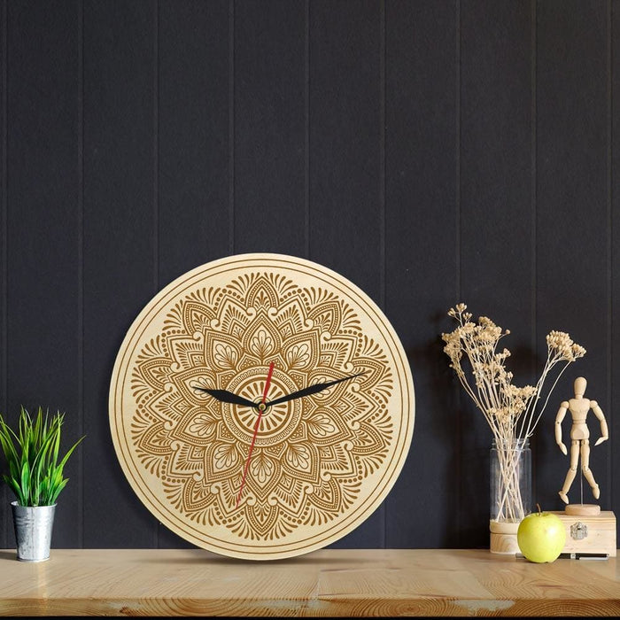 Mandala Flower Wooden Wall Clock
