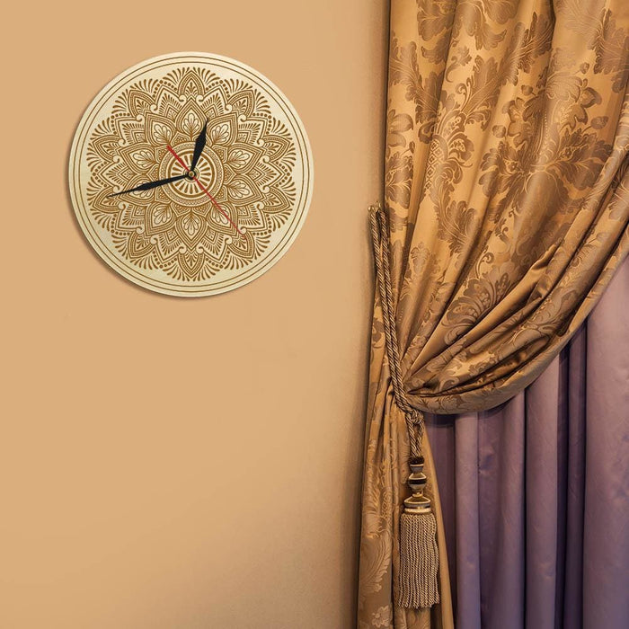 Mandala Flower Wooden Wall Clock