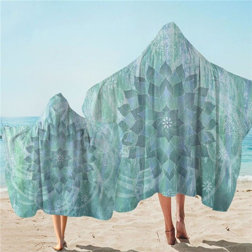 Mandala Hooded Towel For Adults Floral Lotus Microfiber Bath