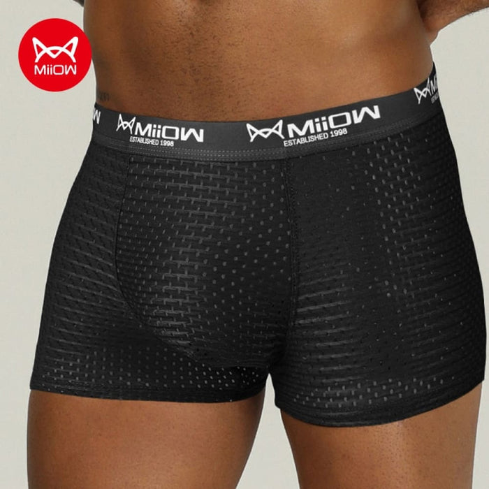 Men Boxer Shorts Underwear Mesh Breathable Ice Silk