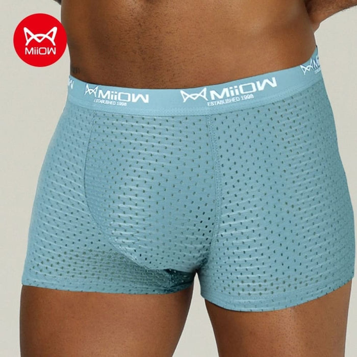 Men Boxer Shorts Underwear Mesh Breathable Ice Silk