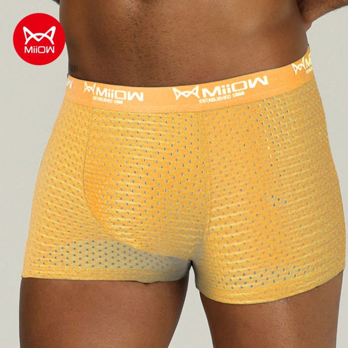 Men Boxer Shorts Underwear Mesh Breathable Ice Silk