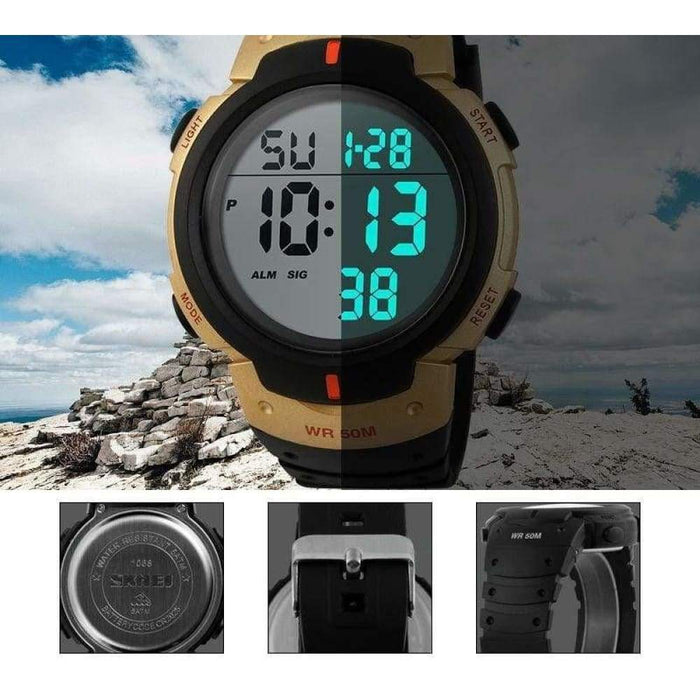 Men Fashion Outdoor Sport Big Dial Led Digital Waterproof