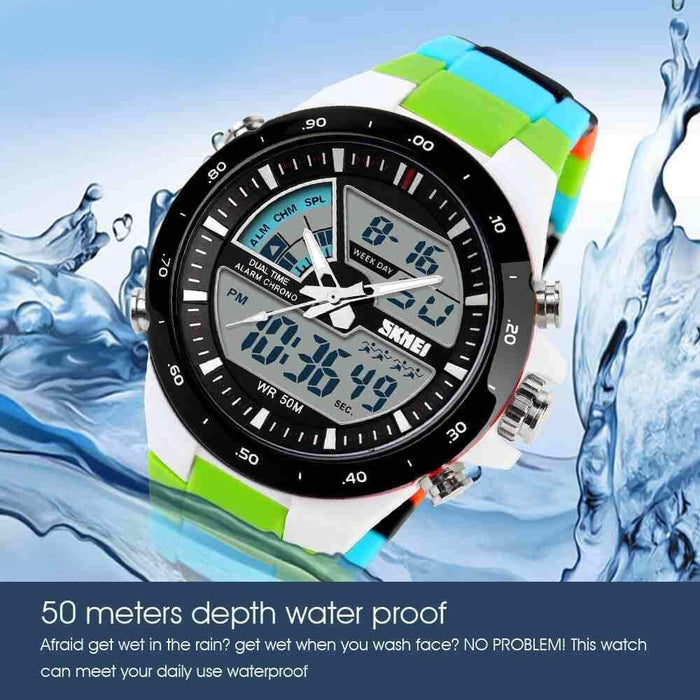 Men Sport Watch Dual Display Quartz Waterproof Watches